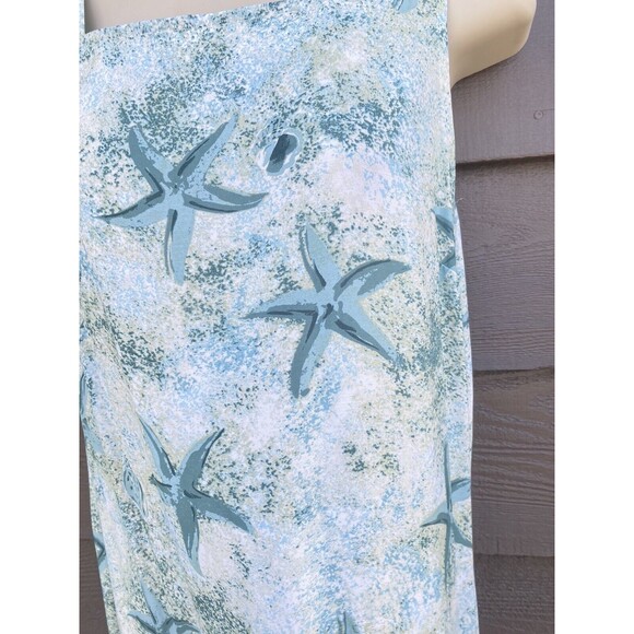 Vtg Sleeveless Maxi Dress Size S Small Square Neck Pocket Starfish Print Rayon - Picture 5 of 16